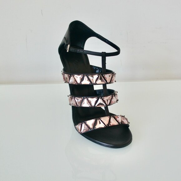 NIB Gucci Crystal Triple-Band High-Heel Sandals - Picture 1 of 8